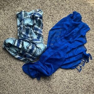TWO Women's Blue Scarfs